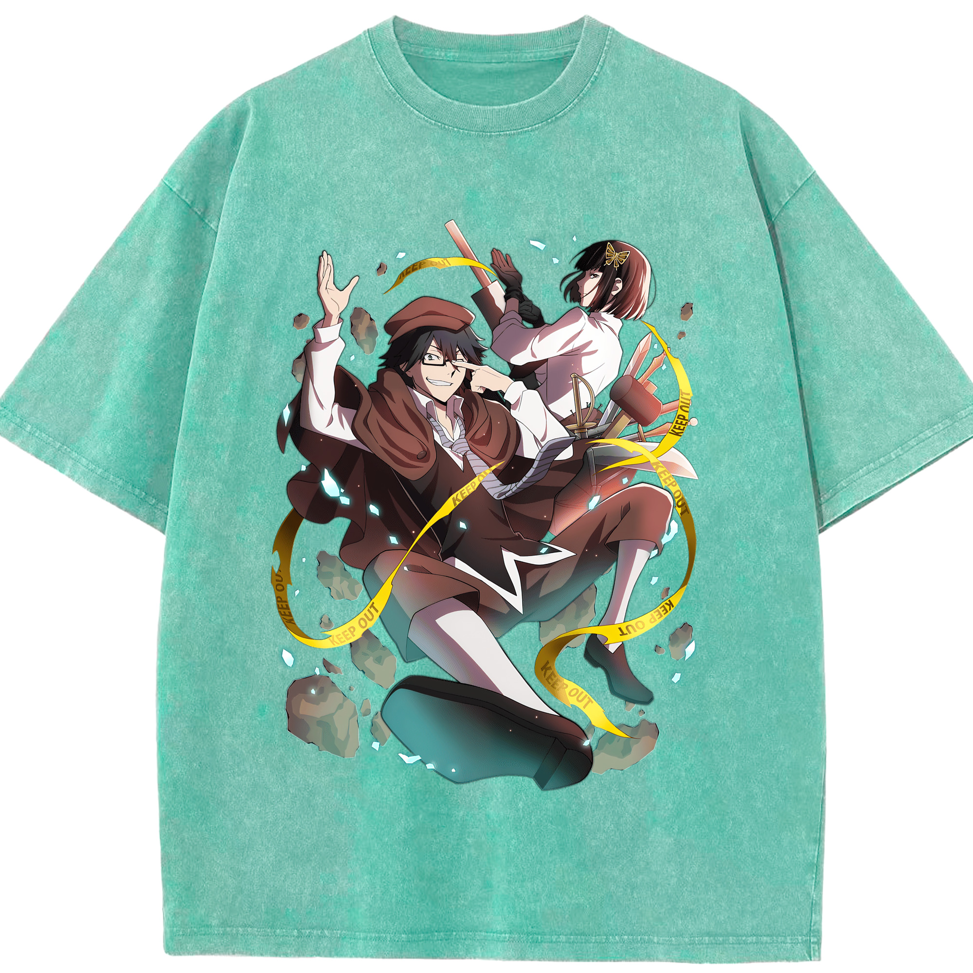 （画像用） 文豪ストレイドッグス Bungo Stray Dogs 綿100% ヴィンテージ風 半袖Tシャツ（フロントプリント）